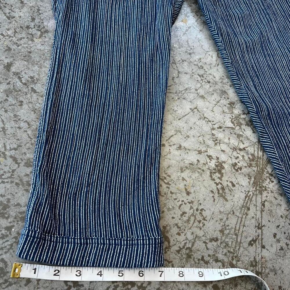 Free People Navy Blue Striped High Rise Tie Waist Capri Trousers Women's 6 - Picture 8 of 8